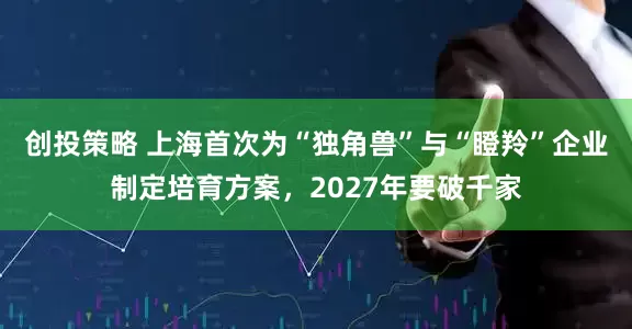 创投策略 上海首次为“独角兽”与“瞪羚”企业制定培育方案，2027年要破千家